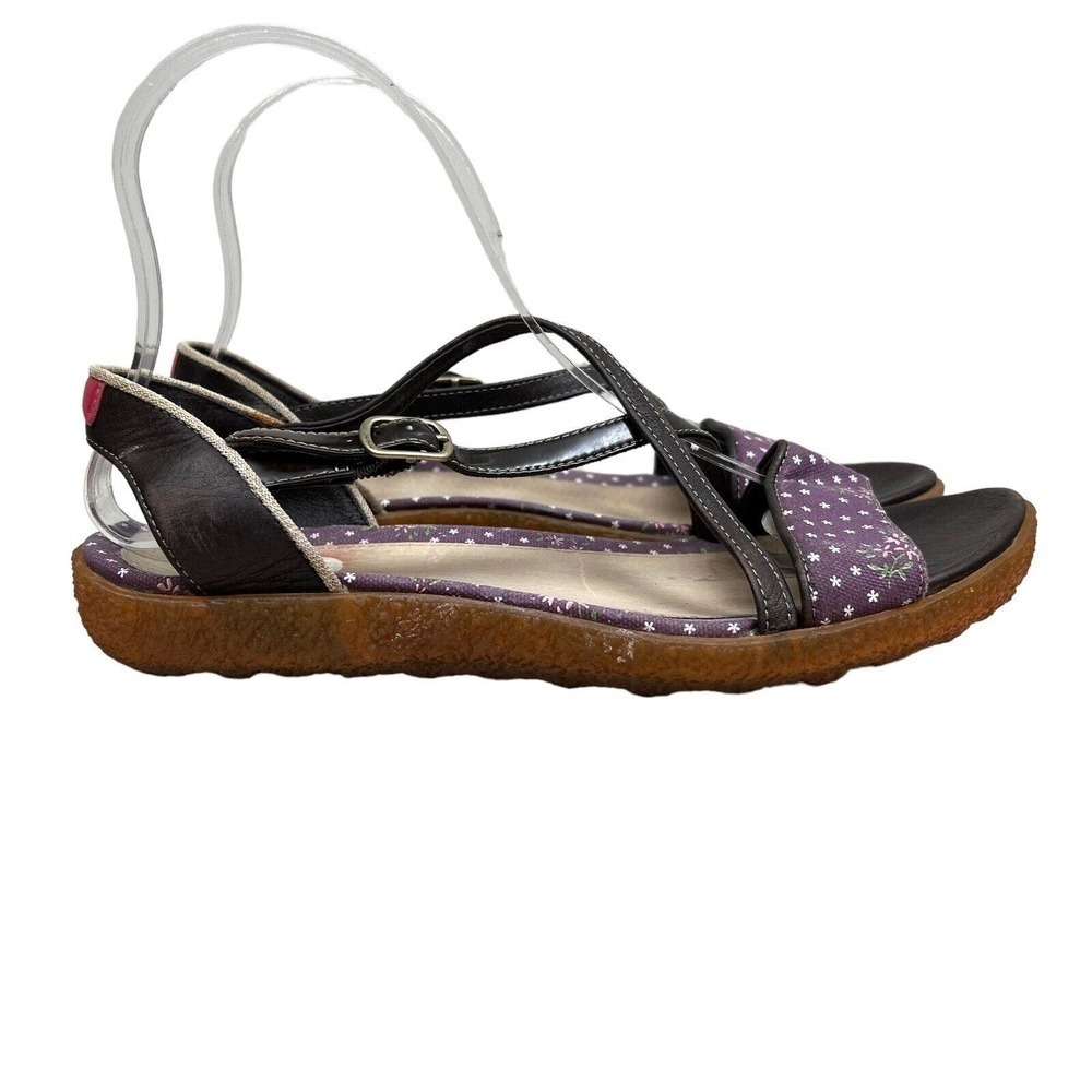 Camper Sandals Brown Leather Cross‎ Straps Floral Print Women Size 7